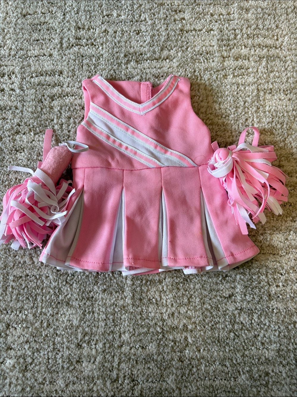 American girl inspired doll outfit -Pink Cheerleader Costume with Pom Poms